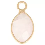 Breloque goutte facettée 17x9 mm imitation gemme Quartz rose - Doré