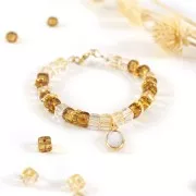 Breloque goutte facettée 17x9 mm imitation gemme Onyx - Doré x1