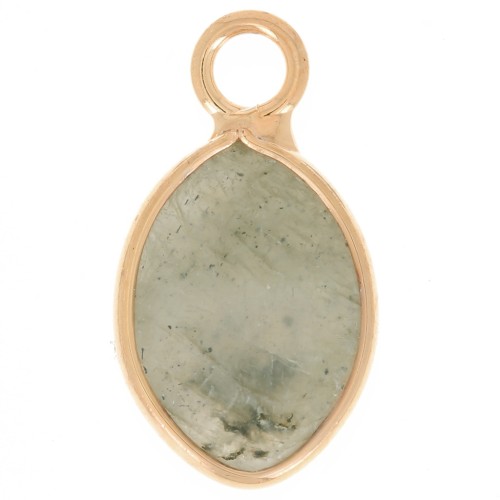 Breloque goutte facettée 17x9 mm imitation gemme Labradorite - Doré x1