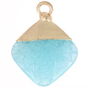 Pendentif losange facetté 21x16 mm imitation gemme Apatite - Doré x1|raw }}