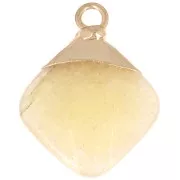 Pendentif losange facetté 21x16 mm imitation gemme Citrine - Doré x1