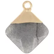 Pendentif losange facetté 21x16 mm imitation gemme Pyrite - Doré x1