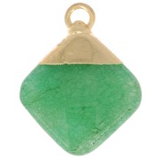 Pendentif losange facetté 21x16 mm imitation gemme Amazonite - Doré x1|raw }}