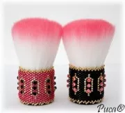 Gros pinceau blush - maquillage - à décorer 66x25mm - strass - Noir - Blanc x1