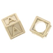 Perle lettre alphabet cube 5 mm avec gros trou - A - Argent 925 Doré à l'or fin x1|raw }}