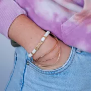 Perle lettre alphabet cube 5 mm avec gros trou - G - Argent 925 Doré à l'or fin x1