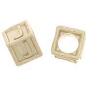 Perle lettre alphabet cube 5 mm avec gros trou - J - Argent 925 Doré à l'or fin x1|raw }}