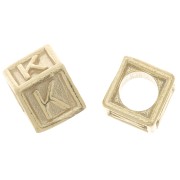 Perle lettre alphabet cube 5 mm avec gros trou - K - Argent 925 Doré à l'or fin x1|raw }}