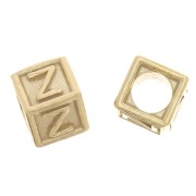 Perle lettre alphabet cube 5 mm avec gros trou - Z - Argent 925 Doré à l'or fin x1|raw }}