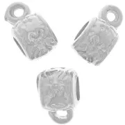 Perles métal attache breloques  6x7 mm Rhodié x4