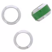 Perle rondelle 6x3.8 mm gros trou avec liseré de couleur - Argent 925 - Vert x1
