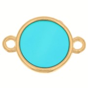 Intercalaire rond résine époxy - vitrail - 11 mm Doré à l'or fin - Turquoise x1|raw }}