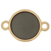 Intercalaire rond résine époxy vitrail - 11 mm Doré à l'or fin - Noir x1|raw }}