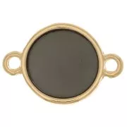 Intercalaire rond résine époxy vitrail - 11 mm Doré à l'or fin - Noir x1