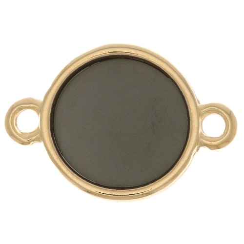 Intercalaire rond résine époxy vitrail - 11 mm Doré à l'or fin - Noir x1