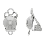Clips d'oreilles demi-boule - oreilles non percées 9x17mm - Rhodié x2|raw }}