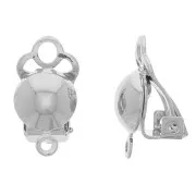 Clips d'oreilles demi-boule - oreilles non percées 9x17mm - Rhodié x2