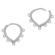 Dormeuses goutte 6 anneaux à décorer en laiton 14x15 mm Rhodié x2|raw }}