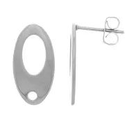 Clous d'oreilles ovales évidés à décorer 19x10mm en Acier inoxydable x2