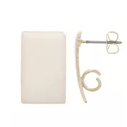 Clous d'oreilles rectangle résine époxy 13x20 mm en Acier doré - Ivoire x2