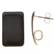 Clous d'oreilles rectangle résine époxy 13x20 mm en Acier doré - Noir x2
