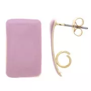 Clous d'oreilles rectangle résine époxy 13x20 mm en Acier doré - Lilas x2