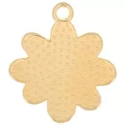 Pendentif fleur marguerite - résine époxy 20 mm - Doré à l'or fin - Blanc x1