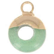 Breloque ronde forme donut 10 mm en verre - imitation Aventurine - Doré x1|raw }}