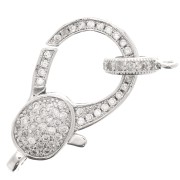 Fermoir mousqueton et attache tag avec oxydes de Zirconium 14x25mm - Rhodié|raw }}