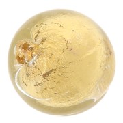 Perle ronde Murano 6 mm Crystal et feuille d'or x1