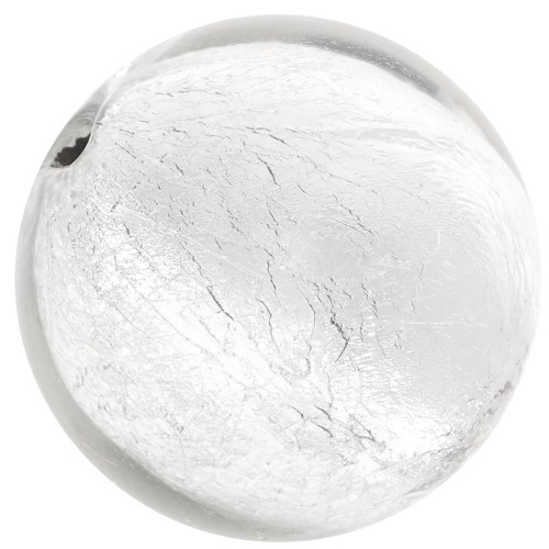 Ronde Murano 6 mm Crystal et feuille d'argent x1
