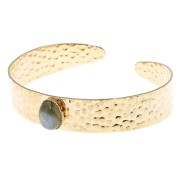 Bracelet martelé serti 12x170 mm pour cabochon ovale 10x8 mm - Doré à l'or fin x1