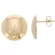 Clous d'oreilles demi-boule 16 mm - Doré à l'or fin x2