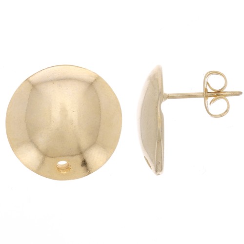 Clous d'oreilles demi-boule 16 mm - Doré à l'or fin x2