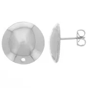 Clous d'oreilles demi-boule 16 mm - Rhodié x2