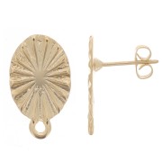 Clous d'oreilles ovale effet plissé avec anneau fermé 20x12mm - Doré à l'or finx2