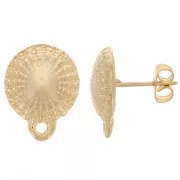 Clous d'oreilles demi-boule texturée avec anneau fermé 13mm - Doré à l'or finx2