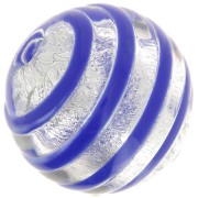 Ronde Murano 10 mm feuille d'argent striée Bleu x1
