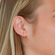 Boucles d'oreilles barre arrondie oxydes de zirconium 22x2 mm - Doré - Crystal x2