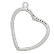 Pendentif coeur pour résine UV & bi-composants 28x32 mm - Rhodié x1
