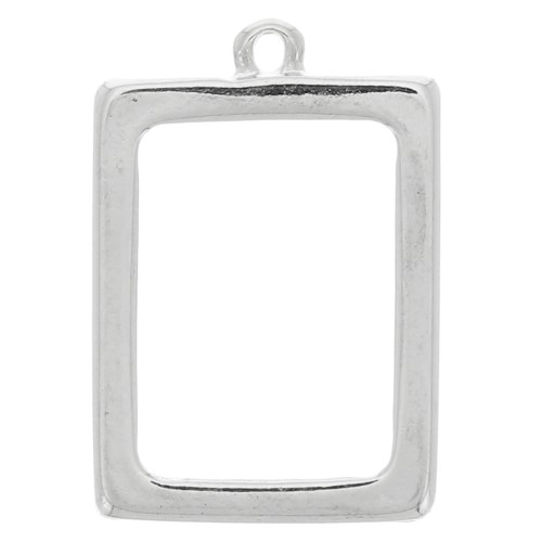 Pendentif rectangle pour résine UV & bi-composants 21x31 mm - Rhodié x1
