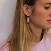 Clous d'oreilles fleur 12x10 mm - avec anneau fermé - Doré à l'or fin x2