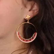 Clous d'oreilles fleur 12x10 mm - avec anneau fermé - Doré à l'or fin x2