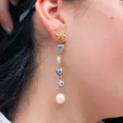 Clous d'oreilles fleur 12x10 mm - avec anneau fermé - Doré à l'or fin x2