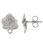 Clous d'oreilles fleur violette 12x9 mm - avec anneau fermé - Rhodié x2|raw }}