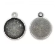 Serti pendentif pour cabochon fond plat 10 mm argenté vieilli x1