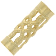 Tubes filigranés 12x4 mm doré à l'or fin 24K x6