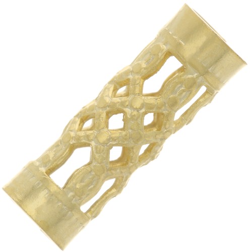 Tubes filigranés 12x4 mm  doré à l'or fin 24K x6