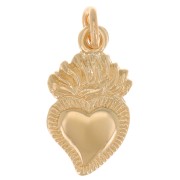 Breloque coeur Ex-voto mexicain strié 15x8 mm - Plaqué Or 3 microns x1