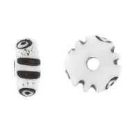 Perles rondelles heishi en os gravé 8x4 mm - Naturel - Marron foncé x10